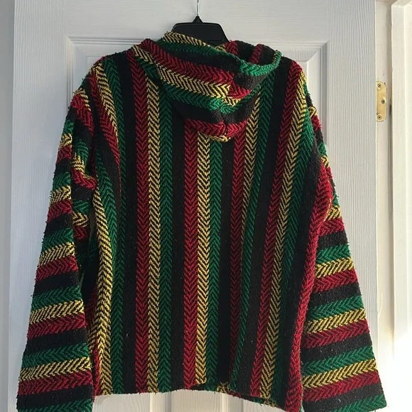 Baja Joe Striped Men's Hoodie Sweater - Red, Green, Yellow - Picture 5 of 5